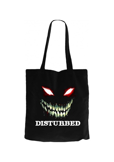 Disturbed Teeth and Eyes Siyah Kanvas Bez Çanta Siyah
