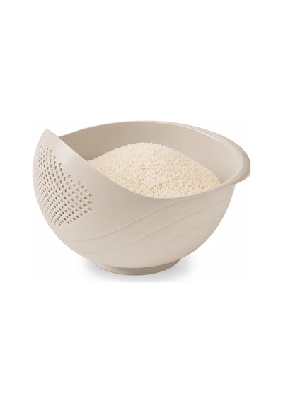 Çok Amaçlı Süzgeç Ve Pirinç Kasesi, Oval, Krem, 3 Litre,