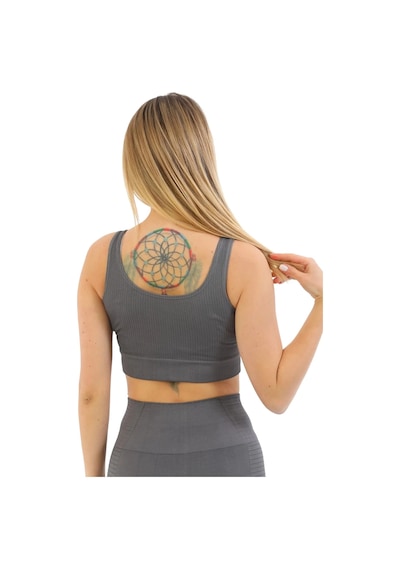 Fantazer Premium Göğüs Toparlayıcı Sarkma Önleyen Spor Günlük Kalın Askılı Pedli Fitilli Crop Büstiyer Gri