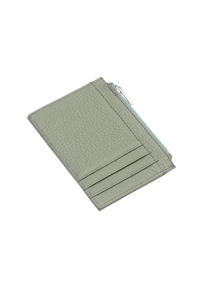 Westpolo Ivo Fermuarlı Bozuk Para Bölmeli Unisex Hakiki Flötr Deri Kartlık - Mint Yeşili