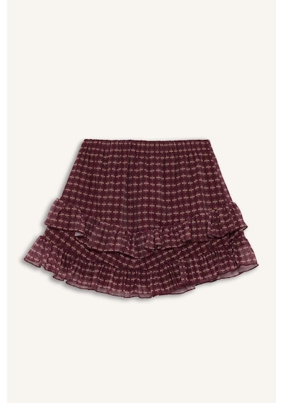 Defacto Coool Kareli Normal Bel Penye Astar Tül Mini Etek G3014ax25wnbr115 Bordo