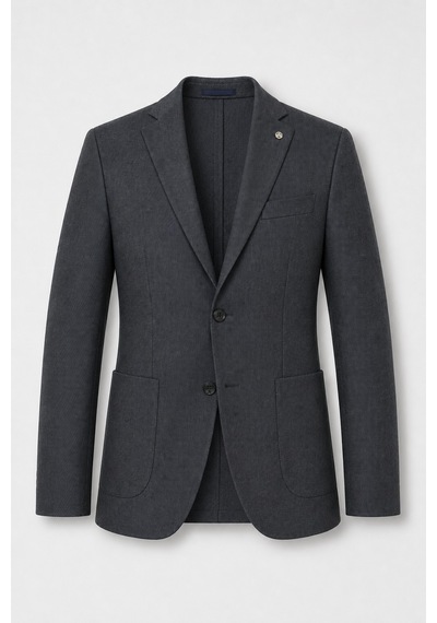 Sabri Özel Erkek Dokulu Yarım Astar Esnek Blazer Tek Ceket 12010-koyu Gri