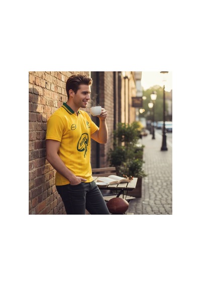 Urbantrendstore Rugby Tasarımlı Günlük Rahat Kullanım Casual Tişört Sarı Uzun Kol