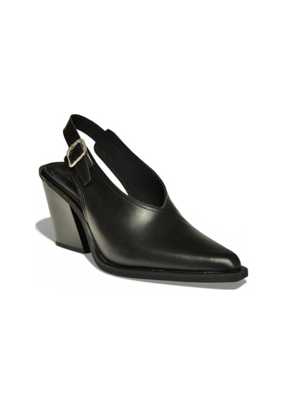 Fox Shoes U654304203 Siyah Hakiki Deri Western Topuklu Ayakkabı