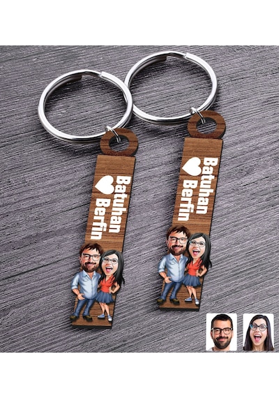 Bk Gift Kişiye Özel Sevgili Temalı 2 Li Ahşap Anahtarlık, Sevgiliye Hediye,doğum Günü Hediyesi, Sevgililer Günü Hediyesi-7