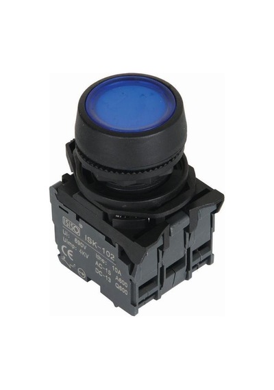 Isp-Aw36B5 24V Led Işıklı Yaylı Buton - Mavi