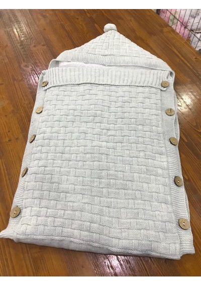 Bebek Örgü Desenli Unisex Welsoft Dış Kundak Açık Gri