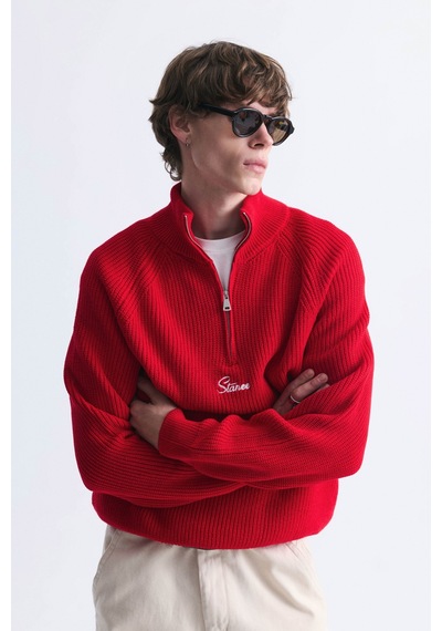 Vamos Fermuar Kapama Dik Yaka Sweatshirt Kırmızı