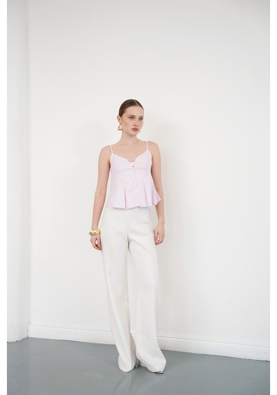 Verymoda Çizgili Askılı Bluz D2791 Pembe