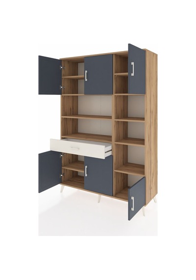 Hyperion Dolap 10 Raflı Tek Çekmeceli 6 Kapaklı 132x44x195 Çam-antrasit/aytaşı Antrasıt/aytası Hyperion Dolap 10 Raflı Tek Çekmeceli 6 Kapaklı 132x44x195 Çam-antrasit/aytaşı Antrasıt/aytası