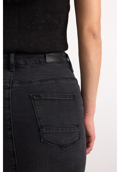 50286-73599 Kadın Regular Fıt Mıdı Denim Etek 50286-73599 Gri - Siyah
