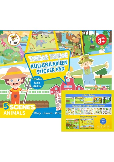 Lino Tekrar Kullanılabilen Sticker Pad Hayvanlar Ls-600 Gko