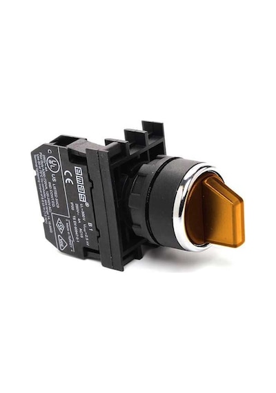 Emas B100sl20s B Serisi Plastik 1no 0-ı 60 Seçici Kalıcı Işıklı Sarı 22 Mm Buton