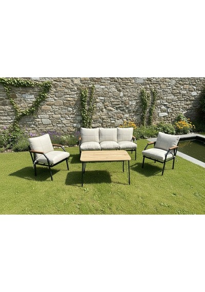 Ard & Garden Linda 311 Masalı Krem Fermuarlı Bahçe Balkon Takımı, Cafe, Salon - Metal Kanepe Koltuk Takımı Krem