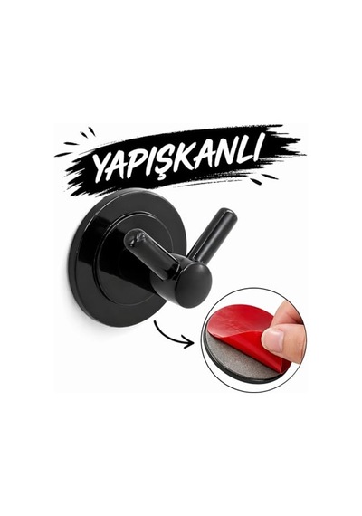 Yapışkanlı Siyah Renk Plastik Sağlam Banyo Lavabo Çatallı Askılık Aparat Bornoz Havlu Asma Askı Çok Renkli