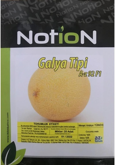 Kavun Tohumu Hibrit AZ92 F1 Galia Tipi Kavun 20 Adet N112783