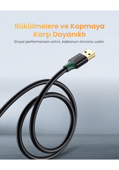Ugreen Usb 3.0 Uzatma Kablosu, 50 Cm, Siyah, 30125