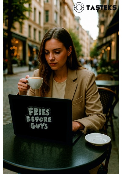 Taşlı Ütülenebilen Veya Sticker Olarak Kullanılabilen 'fries Before Guys' Yazı Modeli