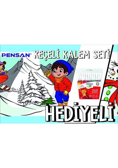 30x120 Boyama Rulosu Yaman Kar Tatili + Pensan 12'li Keçeli Boya