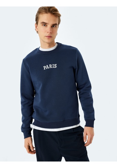 Koton Bisiklet Yaka Pamuk Karışımlı Şardonlu Slogan İşlemeli Sweatshirt Lacivert 5wam70234mk Lacivert Koton Bisiklet Yaka Pamuk Karışımlı Şardonlu Slogan İşlemeli Sweatshirt Lacivert 5wam70234mk Lacivert