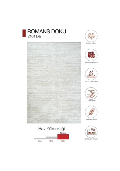 Hoom Rugs Doku 2101 Bej Modern Salon Halısı