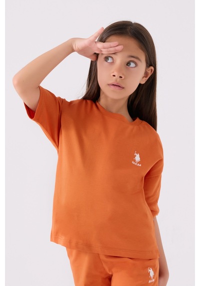 U.S. Polo Assn. U.s. Polo Assn Kız Çocuk Turuncu Bermuda Takım Us1848-c-v56 Turuncu