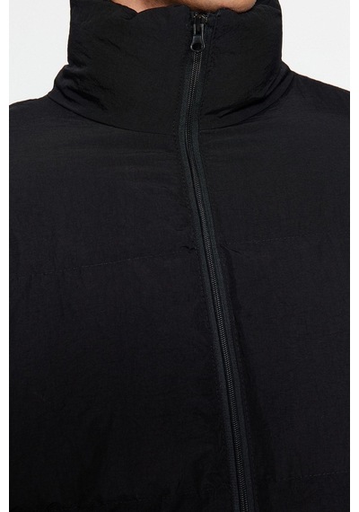 Ersefa Tasarım Düz Astarlı Yaka Standart Bol Dik Unisex Oversize Fit Dik Siyah