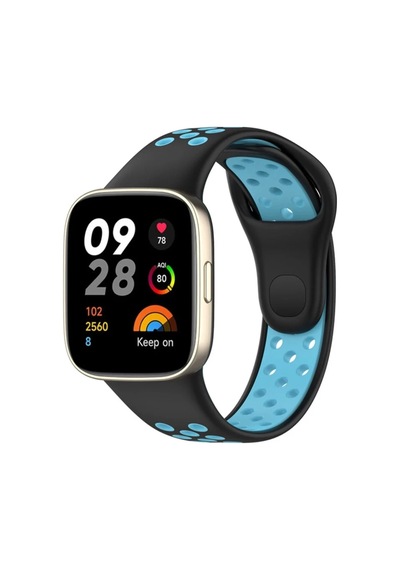 Redmi Watch 3 Spor Delikli Kordon - Siyah-mavi Diğer