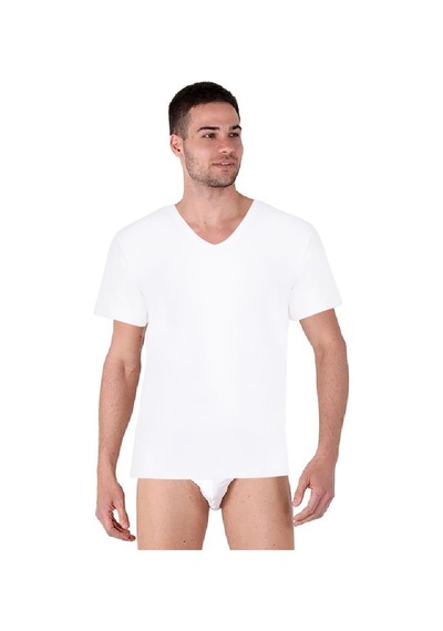 Thermoform Bambu Erkek V Yaka Tişört Kısa Kollu Fanila Atlet Ve Slip Külot Seti Beyaz Çok Renkli
