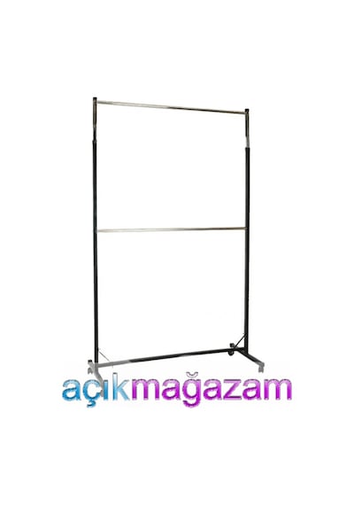 Açıkmağazam Çift Katlı Ayarlı Tekerlekli Askı Eşek - 125Xh175- 235 Cm Siyah