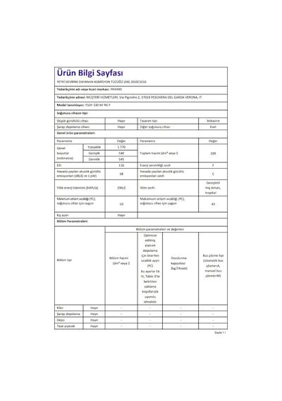 Franke Ankastre Buzdolabı FSDF 330 NF NE F Beyaz