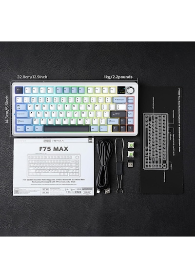 Aula F75 Max Mekanik Rgb Tkl Reaper Switch Kablosuz Makrolu Hot Swap Klavye Lacivert