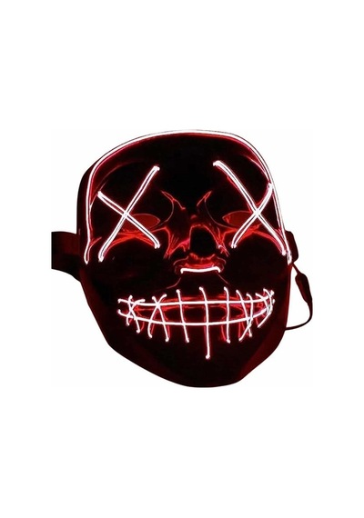 Mey İthalat Işıklı Led Maske Parti Eğlence Maskesi Hallowen Neon Maske Çok Renkli