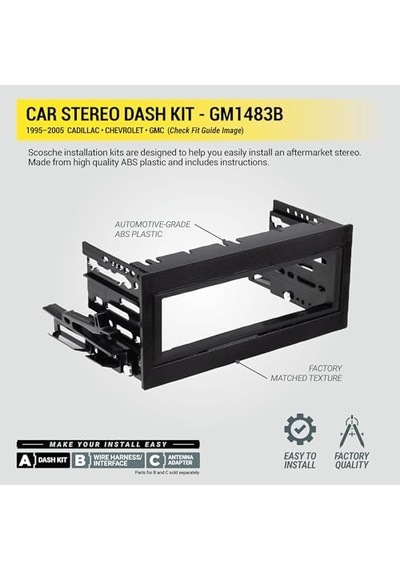 Scosche Dash Kit 1995 02 General Motors 1500 Serisi İçin Tam Boy Kamyon Kiti