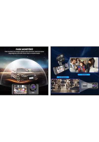 Buğz 1s Wifi / App /1920p Fhd/ 170 Ultra Geniş Açı/gece Görüş/ G-sensörü 3 Kameralı Araç Kamerası 2025