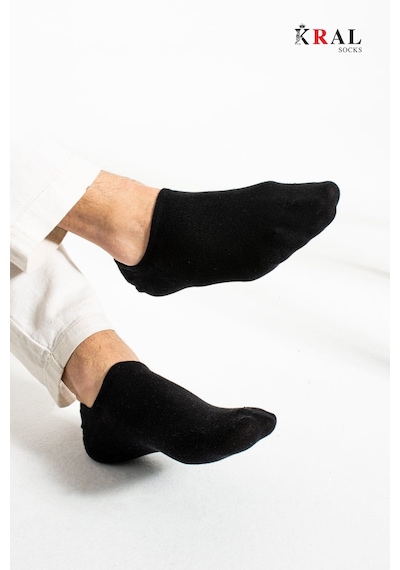 Kral Socks Kadın - Erkek Pamuklu Terletmez 10'lu - 10 Çift Yazlık Görünmez Çorap Siyah