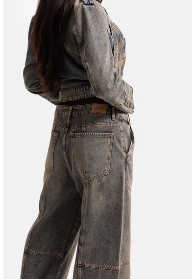 Kadın Koyu Kot 4w6-85 Mega Baggy Aksesuar Detaylı Tasarım Denim Jean