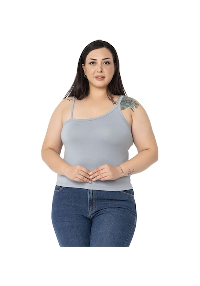 Disentis Büyük Beden Asimetrik Askılı Viskon Gri Body-gri Gri