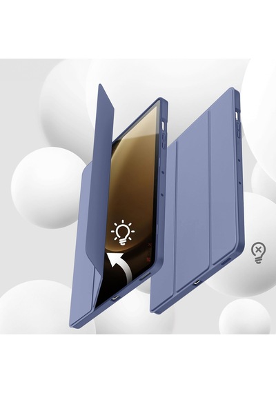 Samsung Galaxy Uyumlu Tab S10 Plus X820 12.4 İnç Kılıf Premium Silikon Kalem Bölmeli Smart Case Kapaklı Kılıf