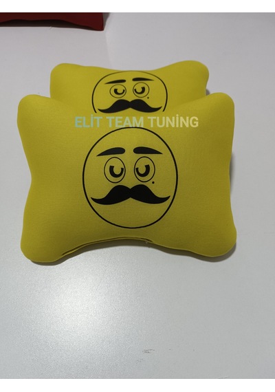 Bıyıklı Emoji Kelebek Yastık 2 Li Sarı