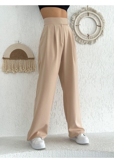 Lavajeans Cırt Cırtlı Bol Paça Plazzo Pantolon Bej Gri