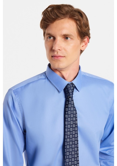 Tudors Erkek Slim Fit Non-ıron Pamuklu Doğa Dostu Ekoteks Belgeli Ütü Gerektirmez Mavi Gömlek-32994 Mavi