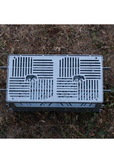 Kamp Ayısı Pyrowide Geniş Katlanır Metal Ateş Kutusu - 2mm Gri Galvaniz Çelik, Çantalı, 39.5 X 26.5 X 21 Cm Gri