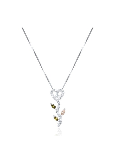 Diamond Line-Gülaylar - Beyaz Altın 14 Ayar Kalp Kolye