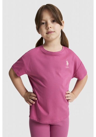 U.S. Polo Assn. Kız Çocuk Fuşya Tişört Basic 50325609-vr023 Fusya