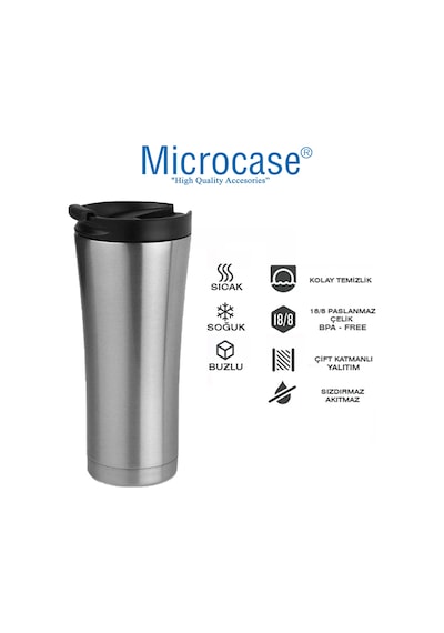 Microcase AL3677 6 Saat Sıcak Soğuk Tutan Paslanmaz Çelik Termos 500 ML Gümüş