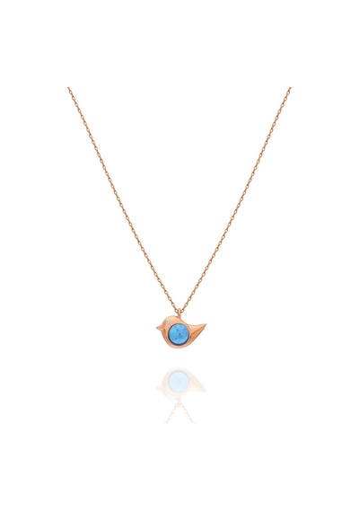 Papatya Silver 925 Ayar Opal Taşlı Gümüş Kuş Kolye