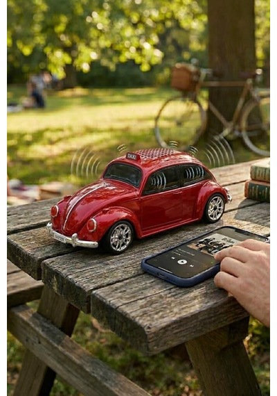 Delux Serisi Nostalji Radyo Nostaljik Bluetooth Hoparlör Retro Araba Voswos D49 Kırmızı