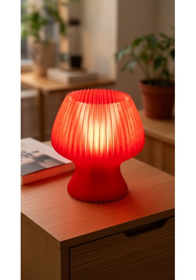 Akordeon Tasarım Masa Lambası - 3d Pleated Doku Dekoratif Gece Lambası Modern Ev Hediyesi Aydınlatma Kırmızı
