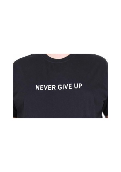 Starbattal Erkek Büyük Beden Sıfır Yaka Tişört Never Give Up 25140 Sıyah Siyah